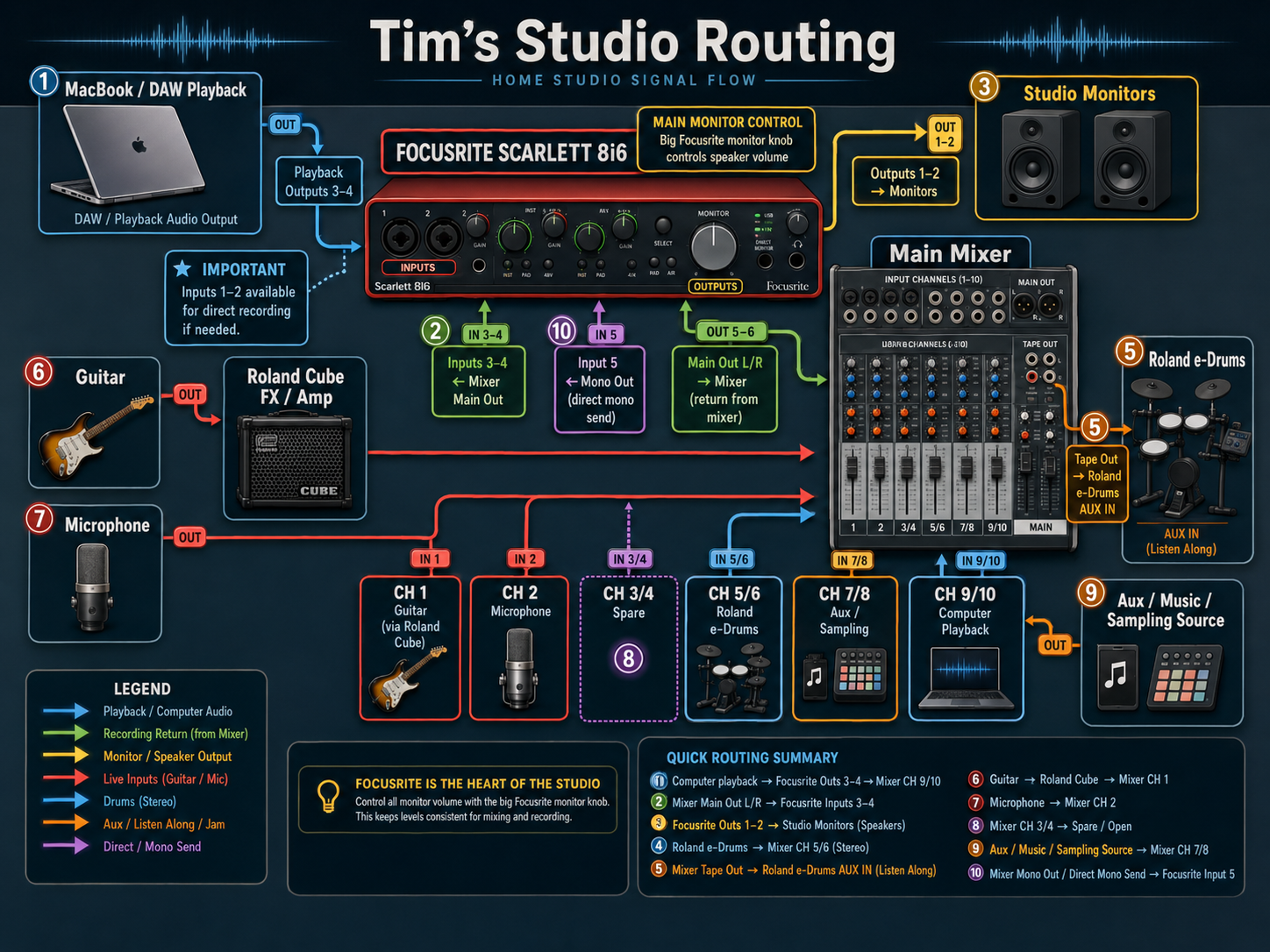 Diagram of the studio signal flow.